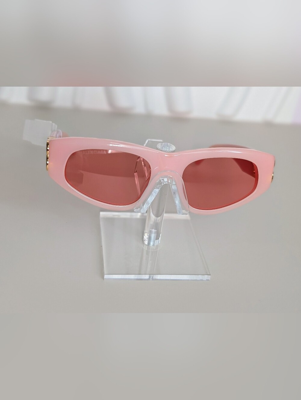 Balenciaga BB0095S Pink Gold Cat Eye Sunglasses BB Logo NWT Made In Italy - Picture 14 of 16